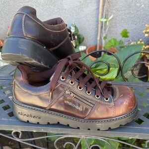 Skechers Shoes Womens Size 10
Brown Leather Vintage Chunky
Lace Up Boots